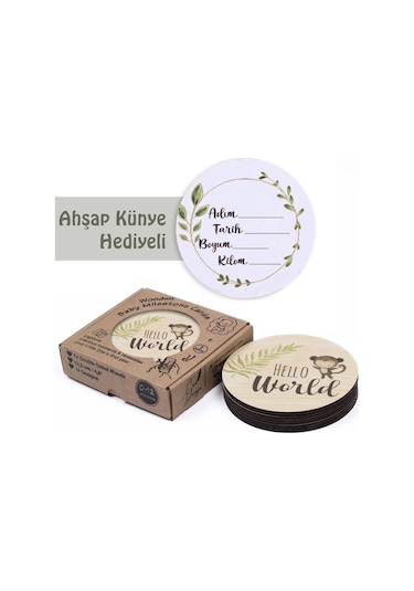 Safari Ahşap Bebek Anı Diskleri İngilizce Fotoğraf Çekim Kartları