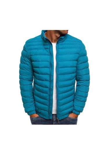 Edwardest Erkekler İçin Hafif, Dik Yakalı Pamuklu Ceket Açık Mavi