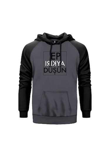 Ep Aykırı Düşün Gri Reglan Kol Unisex Sweatshirt Hoodie Gri