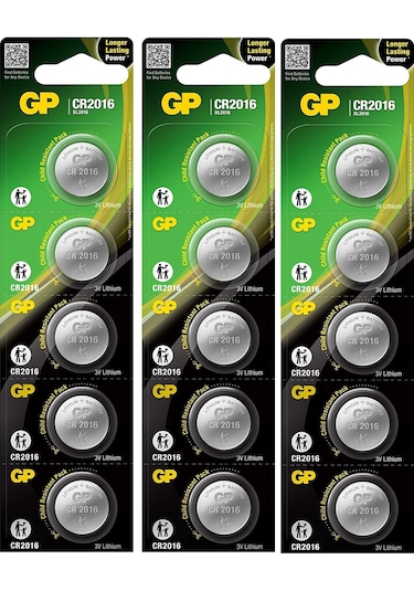 GP CR2016 3V Lityum Kartela Düğme Pil 5 x 3'lü