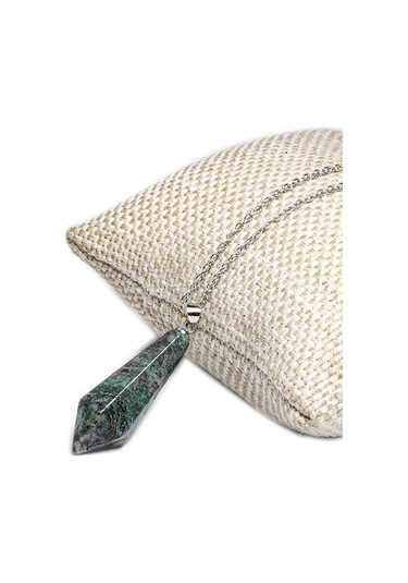 Sertifikalı Gümüş Aparatlı Doğal Hint Akik Taşı Kolye Çok Renkli