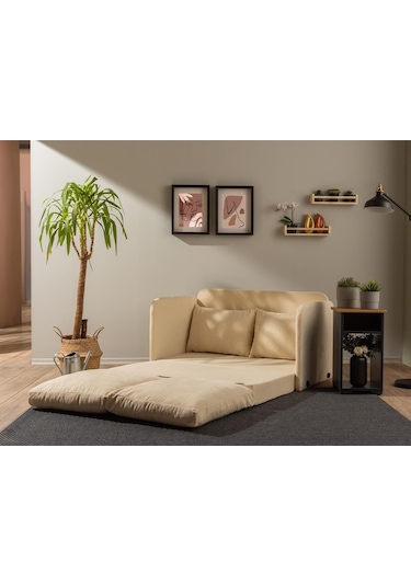 Pafu Saga İkili Katlanır Yataklı Koltuk Soho Krem