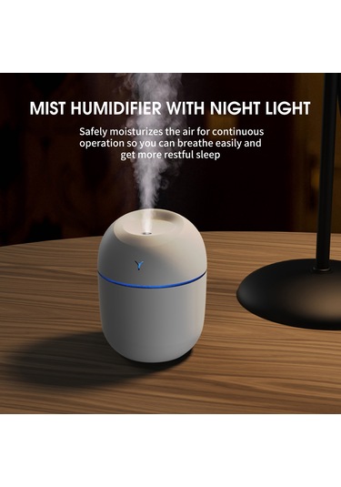 Skycity Led Işıklı Mini Usb Nemlendirici 220ml - Sürekli/aralıklı Mod, Otomatik Kapatma, Nano Sprey Teknolojisi, Masüstü Kullanıma Uygun