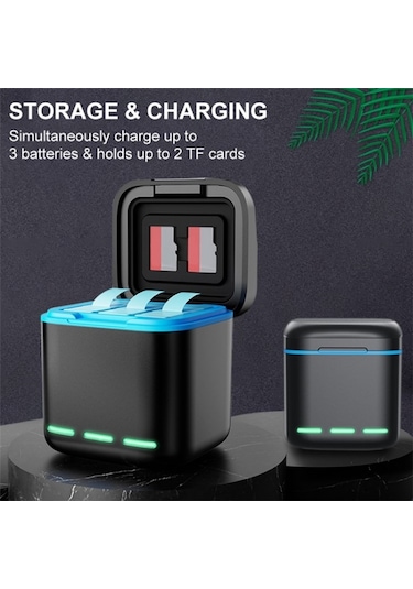 Gp-810 Şarj Edilebilir 3 Pil Şarj İstasyonu Gopro Hero5 / 6/7 /8 İçin Saklama Kutusu Diğer