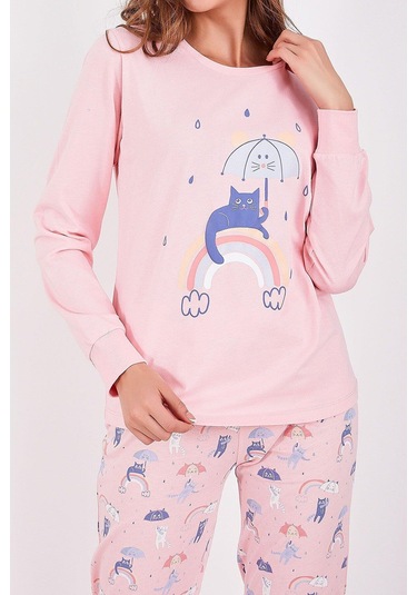 Roly Poly 2953 Rainbow Kadın Uzun Kol Pijama Takım Somon