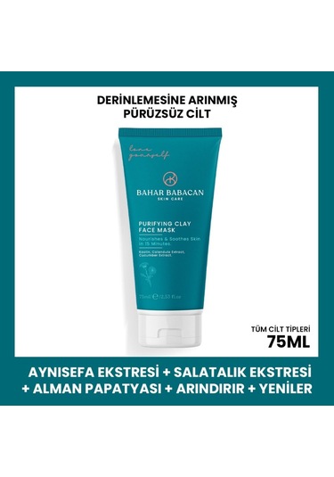 Bahar Babacan Kaolin Kili ve Alman Papatyası Özlü Arındırıcı Siyah Nokta Karşıtı Kil Maskesi 75 ML