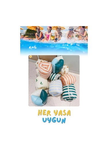 Çizgi Desen Turuncu Her Yaşa Uygun Yürüyen Kolluk, Şişme Deniz Havuz Yüzme Kolluğu, Yüzme Ekipmanları Turuncu