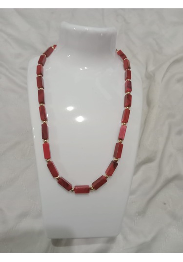 Kırmızı Kolye Ve Bileklik Takı Seti Kırmızı