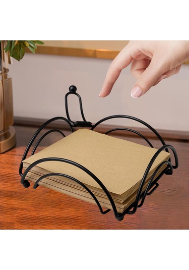 Homyl Dik Peçete Dispenseri Peçetelik Yemek Masası Siyah Siyah