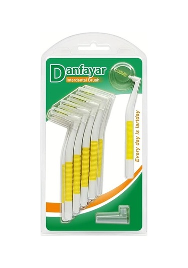 Willowhaven Danfayar 10 Adet Sarı 1.0-1.2mm L Şekilli Çift Renkli Diş Arası Fırçası Yetişkinler İçin Yumuşak Kıllar