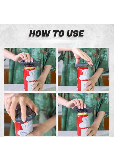 Mufunye Gri El Boyutlu Tüm Kapağı Kaldıran Metal+abs Materyalli İçecek Kutusu Açıcı - Ev, Parti, Piknik İçin Pratik Gri