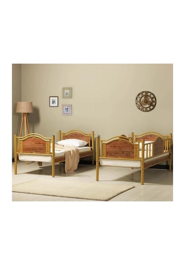 Reyo Avangard Genç Çocuk Odası Ahşap Başlıklı Metal Kahverengi Ra