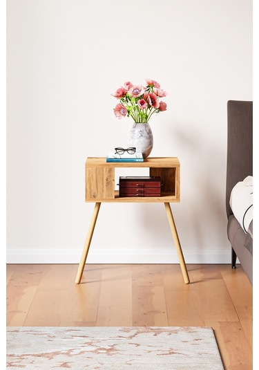 İntergo Ahşap Ayaklı Dekoratif Raflı Komodin Atlantik Çam