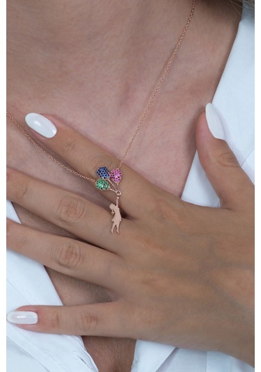 Gümüş Balonlu Kız Kolye Wsn262