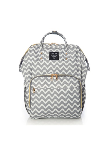 Lal Baby Zikzak Desenli Anne Bebek Bakım Sırt Çantası Gri
