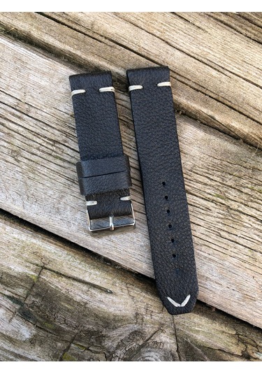 22 Mm Siyah El Yapımı Deri Kordon