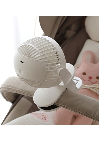 Novahub Kore Arabası Klips Fanı, Sevimli Ayı Tavşan, 11.5x12.7x16.5cm, 4000-6000mah, 3-6h, 3 Yönlü Rüzgar, Çevik, 3-6 Yaş, Usb 01