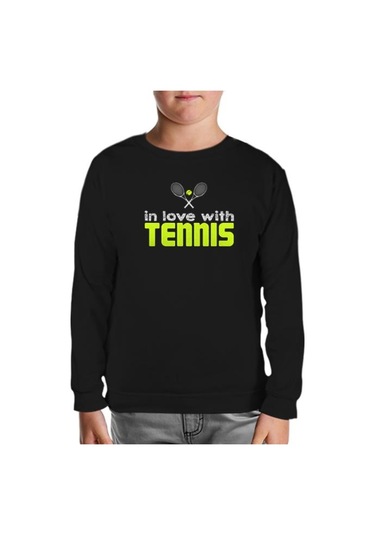 Tenis - In Love With Siyah Çocuk Sweatshirt Siyah