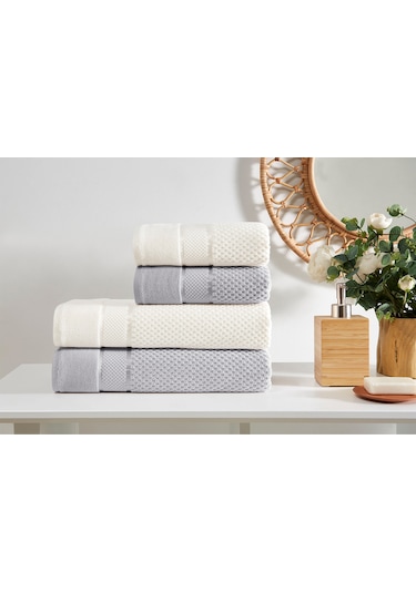Özdilek Bright Kadife Havlu Seti Gri/krem Gri - Krem