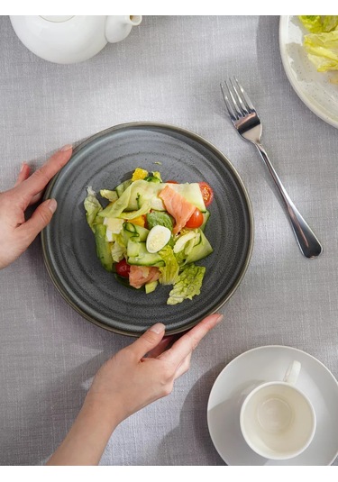 Magistro Urban Porselen Yemek Tabağı Çıkıntılı, Çap: 22,5 Cm 102233714 Gri