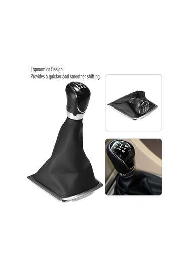 Kangvka Ford Focus İçin Manuel Vite Vites Kolu Koruyucu Kılıfı - Plastik Ve Pu Deri Birleşik Tip Siyah Siyah