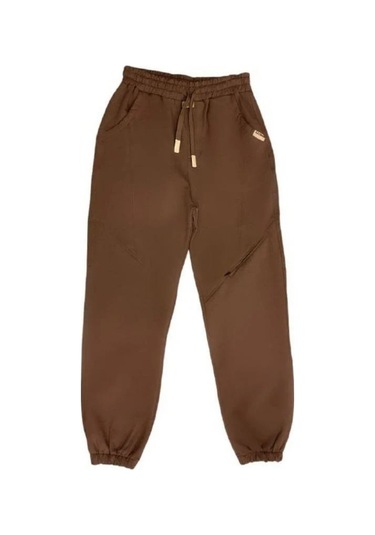 Erkek Çocuk Pamuklu Beli Lastikli Eşofman Alt-15127 Kahverengi