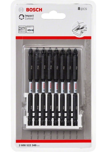 Bosch Impact Ctrl Çift Taraf 8'li PH2/PZ2 110mm Vidalama Ucu Paketi - 2608522348