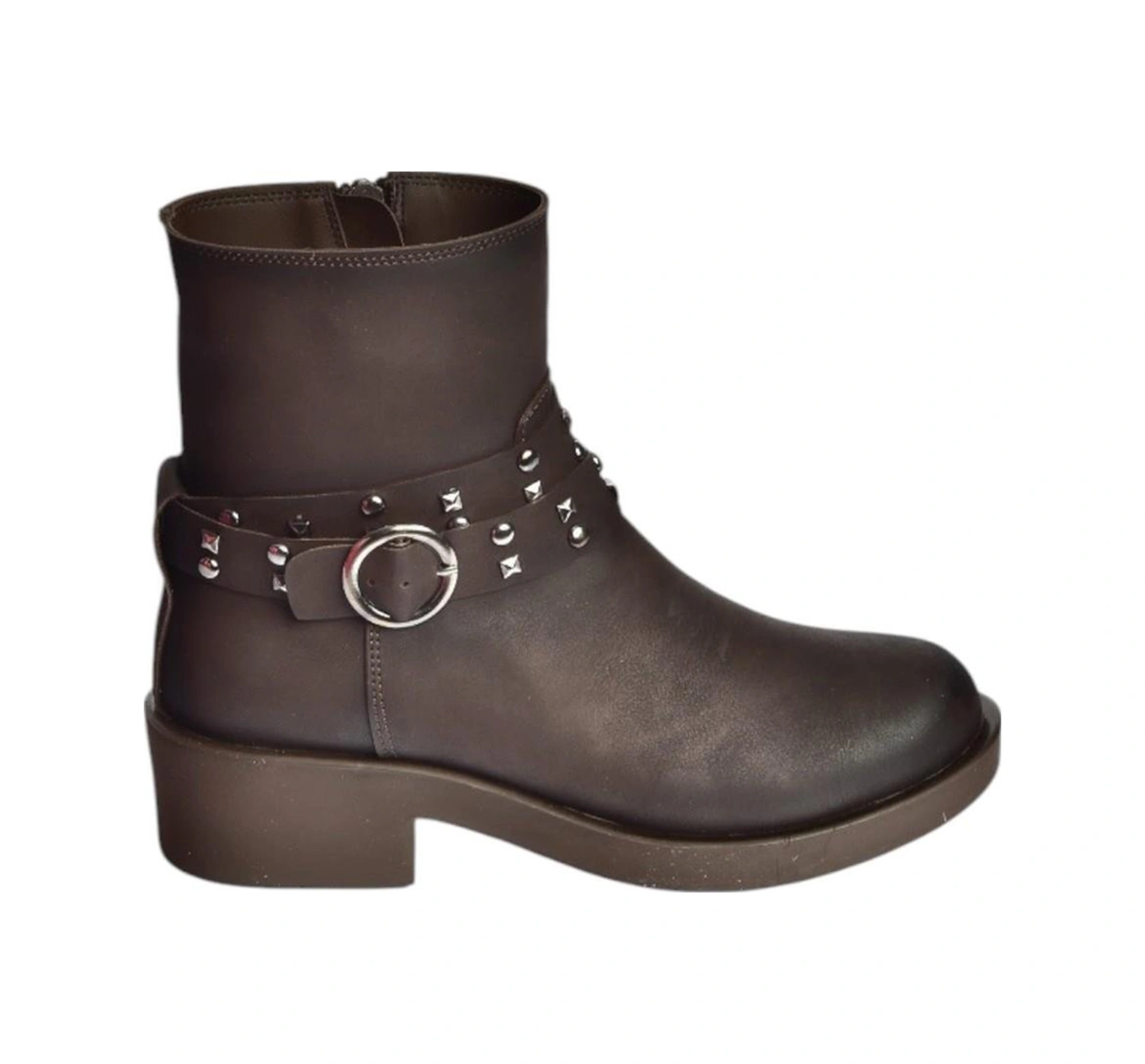 Fox Shoes V674121209 Kahverengi Alçak Topuklu Fermuarlı Kadın Bot Kahverengi-suni Deri