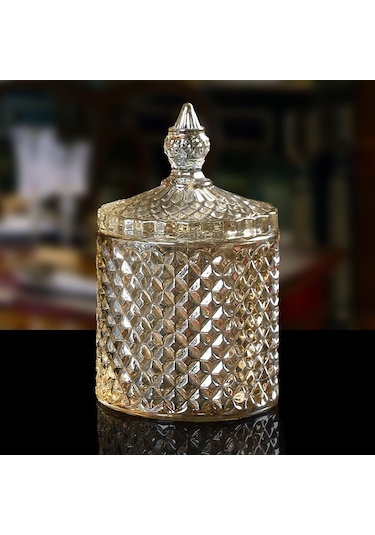 Sones Barok Tarzı Cam Pamuklu Çubuk Kutusu Çok İşlevli Saklama Kovası Kahverengi