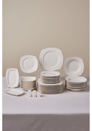 Karaca  Square Bone Beyaz Altın 53 Parça 12 Kişilik Yemek Takımı