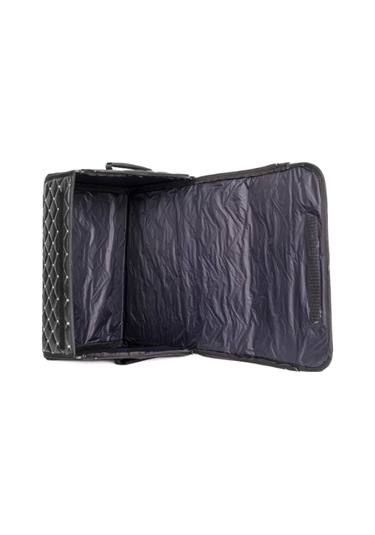 Oto Bagaj Organizeri Kapitone Deri Çanta Beyaz Dikişli Siyah