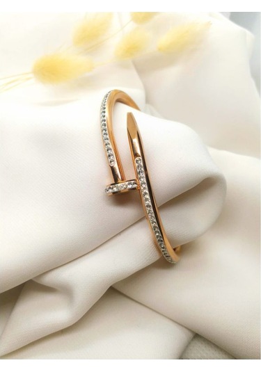 Ottoman Taş Işlemeli Altın Renk Kadın Çivi Model Bileklik