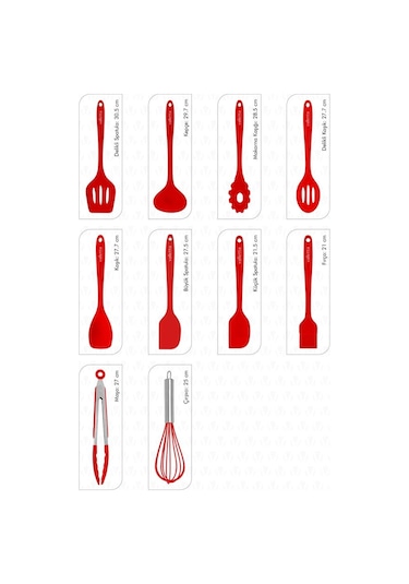 Valletta Vlt1106 Salvatore 10 Parça Spatula Set Kırmızı
