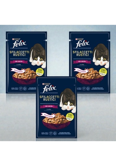 Felix Ördekli Yaş Kedi Maması 80 G X 3 Adet