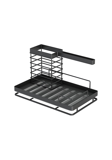 Maiyame Banyo Mutfak Çöp Sepeti: Demir Paslanmaz Çelik Sulama Organizer, Su Toplama Tablası İle Çok Fonksiyonlu Sulama Rafı Siyah Siyah