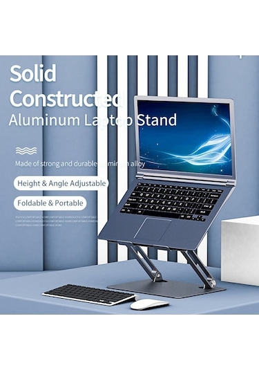 Ebitda 17,3 Katlanabilir Alüminyum Tablet Standı, Soğutucu Dizüstü Bilgisayar Yükselticisi, Gümüş