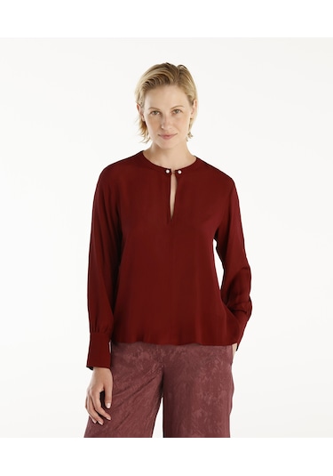 Yargıcı Yaka Detaylı Bluz Bordo