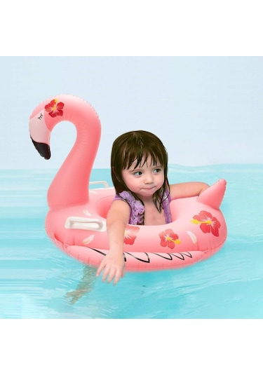 0-4 Yaş Pembe Figürlü Bebek Şişme Deniz Simidi, Çocuk Deniz Can Simidi, Tutmalı Can Simidi Pembe