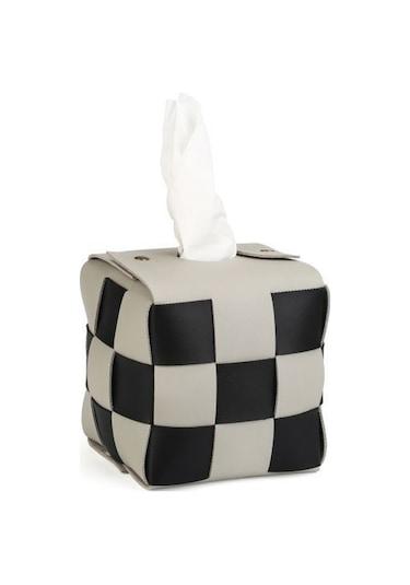 Stil D-masaüstü Doku Kutusu Havlu Pompalama Deri Yaratıcı Rulo Kağıt Kare Kağıt Havlu Çantası Küçük Dama Tahtası Kağıt Havlu Çantası