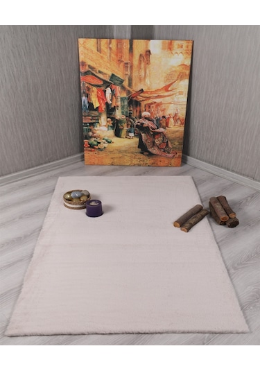 Dekoratif Tavşan Tüyü Ultra Yumuşak Peluş Kaymaz Halı Yolluk Vizon