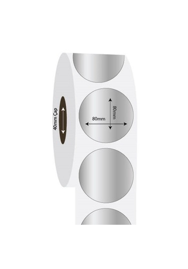 Aysan Etiket Boş Yapışkanlı Gümüş Metalize Barkod Etiketi 80mm Çap 1