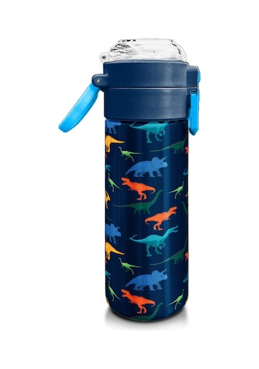 Coral High Kids Lacivert Mavi Dinozor Desenli Pipetli Ve Direkt İçim Çelik Termos 500 Ml 31907 Lacivert - Mavi