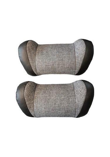 Keten Açık Gri Oto İkili Boyun Yastığı