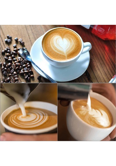 Shineyee 600ml Gümüş 304 Paslanmaz Çelik Kahve Latte Kupa, Sıcaklık Gösterici Ve Uçlu Ağızlı, Anti-korozif, Ev Ve Café İçin Gümüş