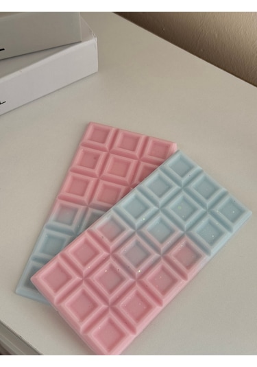 2 Adet Kare Çikolata Tablet Model Buhurdanlık Mumu Turkuaz