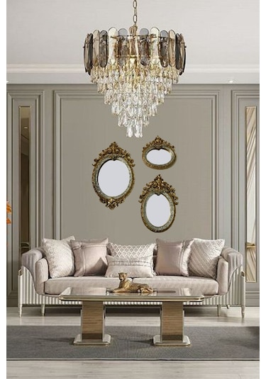 Dekoratif Polyester Üçlü Ayna - Altın