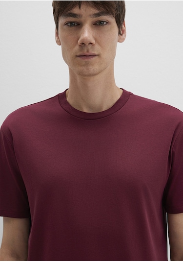 Mavi - Etiket Detaylı Bordo Basic Tişört 0611824-70394 Bordo