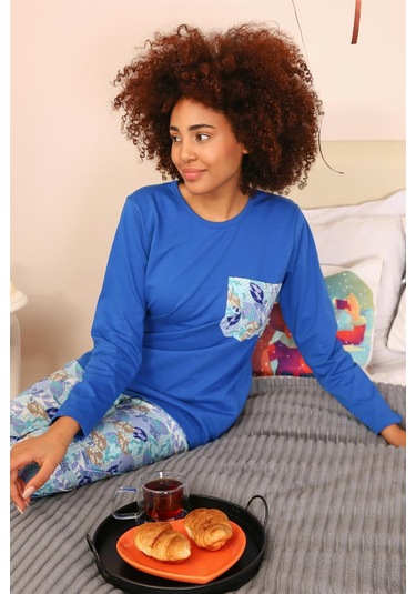 Akbeniz Kadın Uzun Kol Penye Pijama Takım 4194 - S Saks