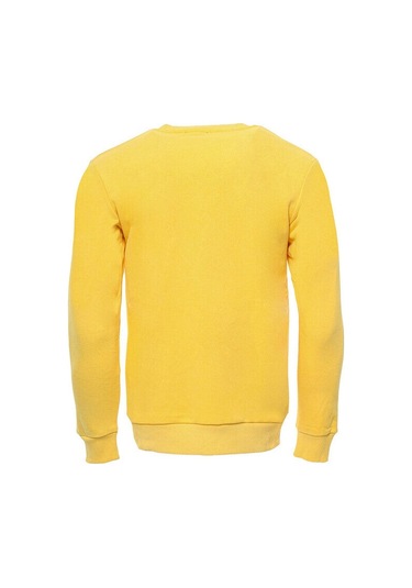 Wessi Sarı Desensiz Bisiklet Yaka Sweatshirt Sarı