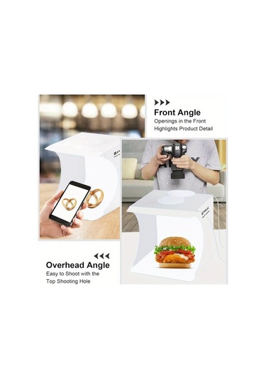 Willowhaven Beyaz 20 Led Mini Portatif Fotoğraf Stüdyosu 6 Renk Fon İle Ürün Çekimleri Beyaz